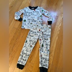 Pottery Barn Kids Peanuts Snoopy Pajamas Christmas Comic Book Print Size 4